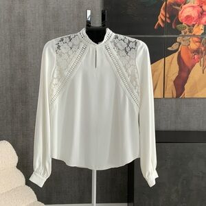 RW&CO. White Lace Detail Blouse